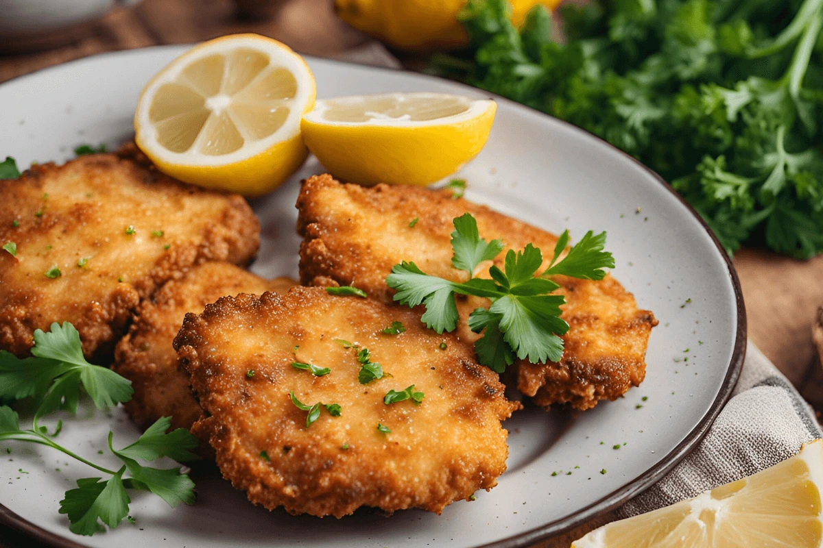 Baked chicken cutlets on a plate