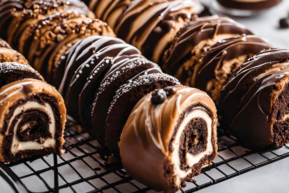 Choco rolls on a dessert table