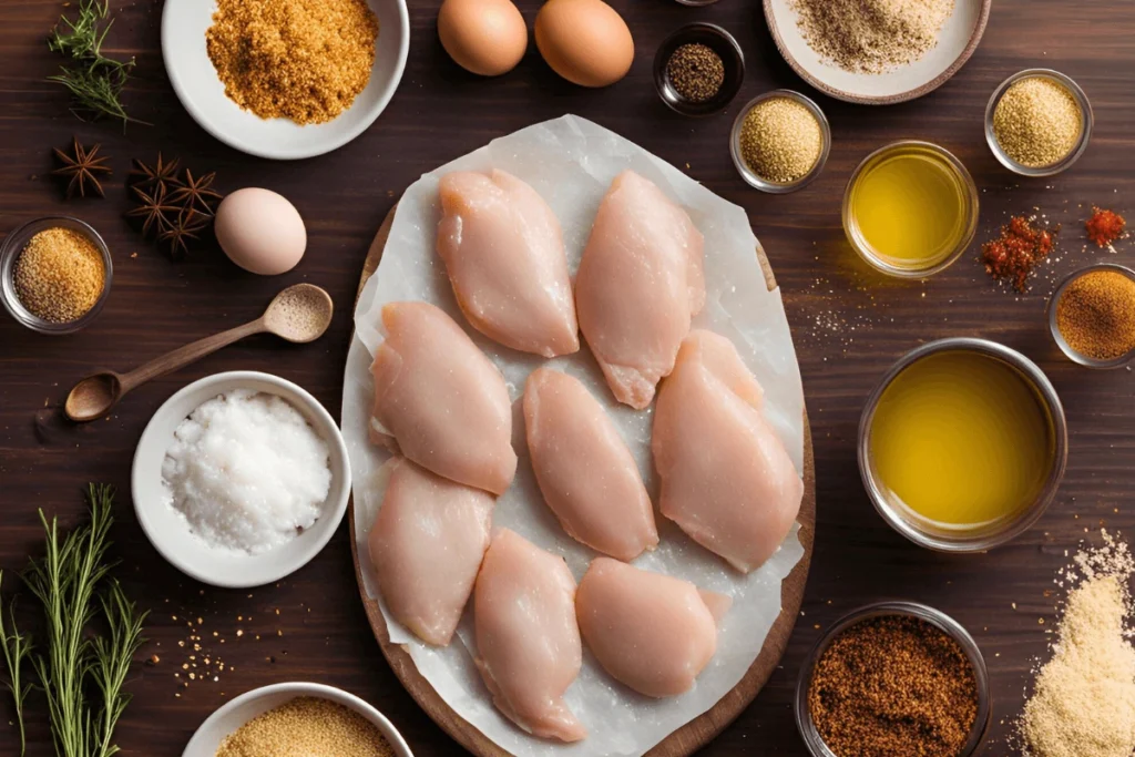 Ingredients for baked chicken cutlets