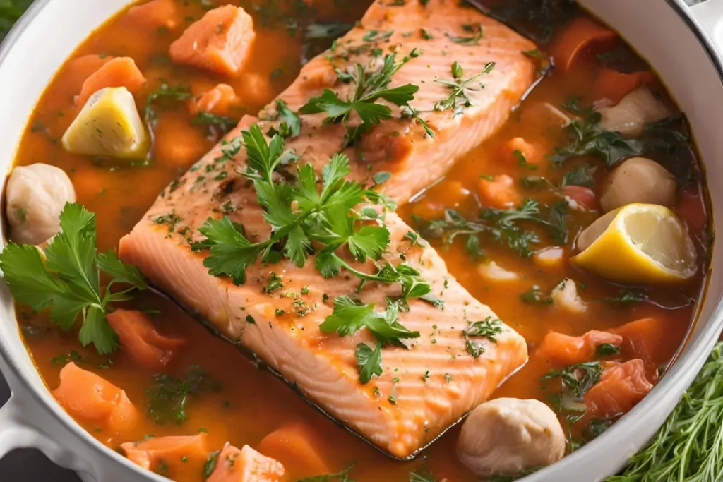 Slow-cooked salmon stew