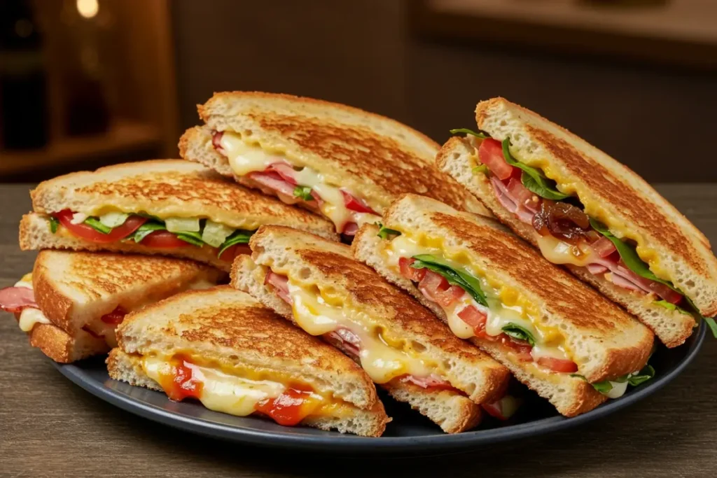 Different types of grilled cheese variations served on a plate