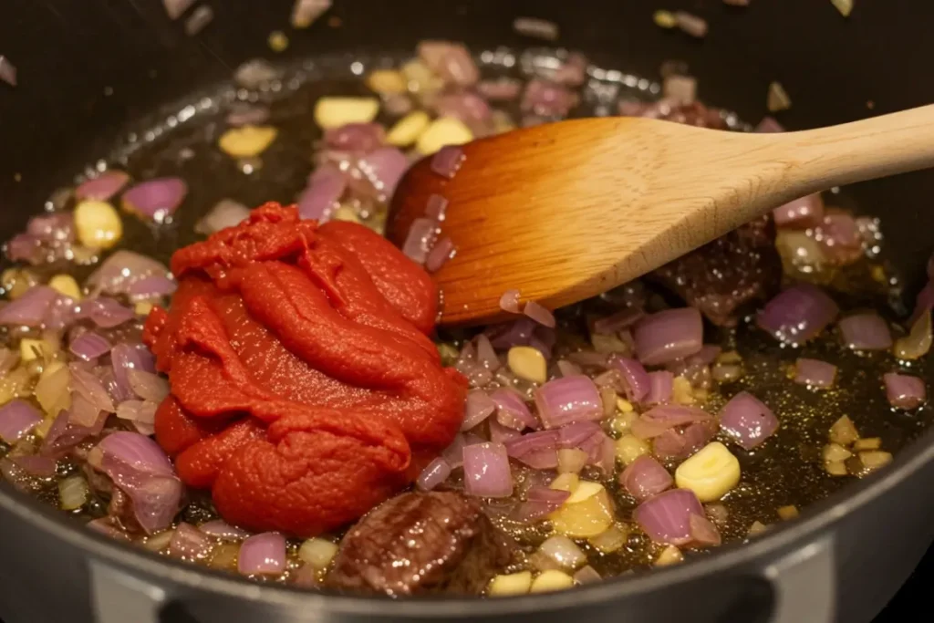 Building sauce for braised beef short ribs